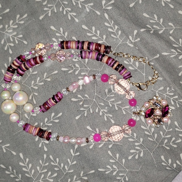 Vintage crystal pearl pendent necklace - Picture 6 of 6